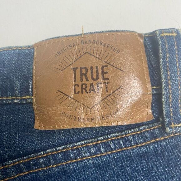 TRUE CRAFT Men’s Flex Jeans Size 32 Inseam 32 Blue Lightly Distressed New With T - Picture 7 of 12